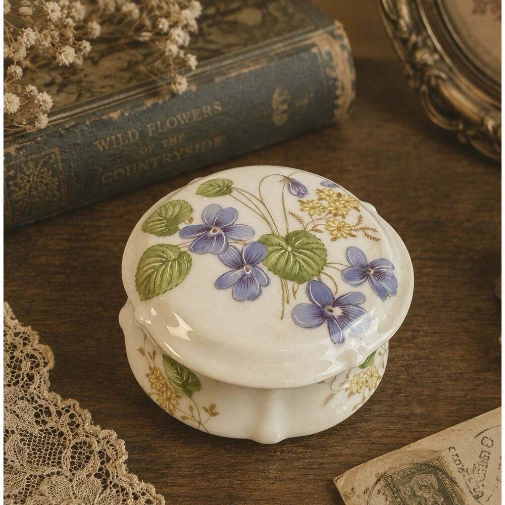 Antique Limoges France Hand-Painted Porcelain Trinket Box
